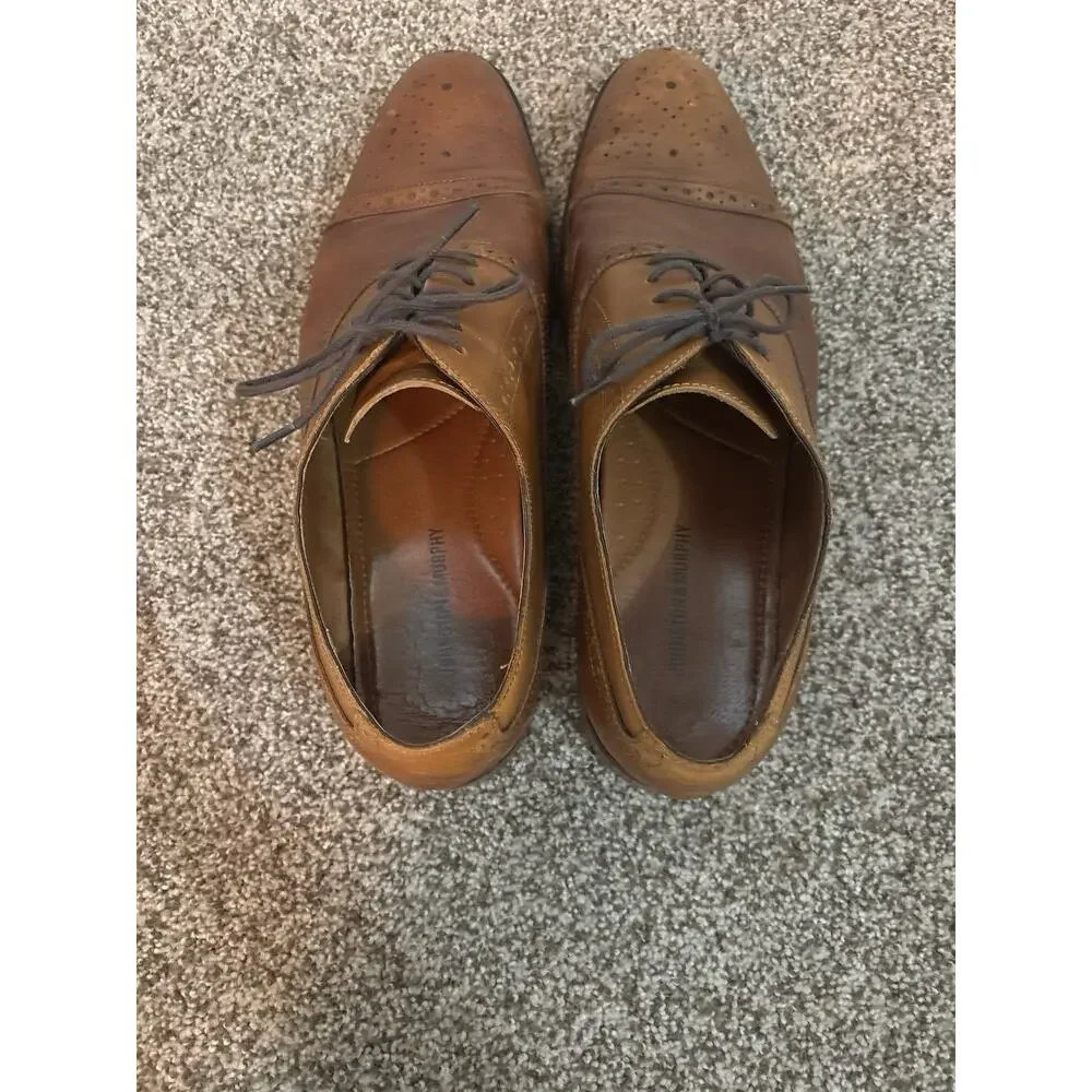 Johnston & Murphy Men's Oxford Conard Cap Toe Shoes Tan Leather 20-8682 Size 12M
